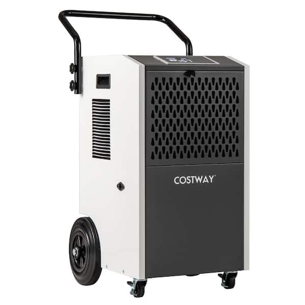 154 pt. 7000 sq. ft. Commercial Dehumidifier in. White and Black with Pump Drain Hoses for Basements Job Sites