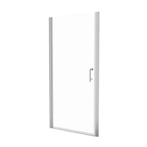 34 to 35-3/8 in. W. x 72 in. H Pivot Semi-Frameless Shower Door in Chrome Finish with SGCC Certified Clear Glass