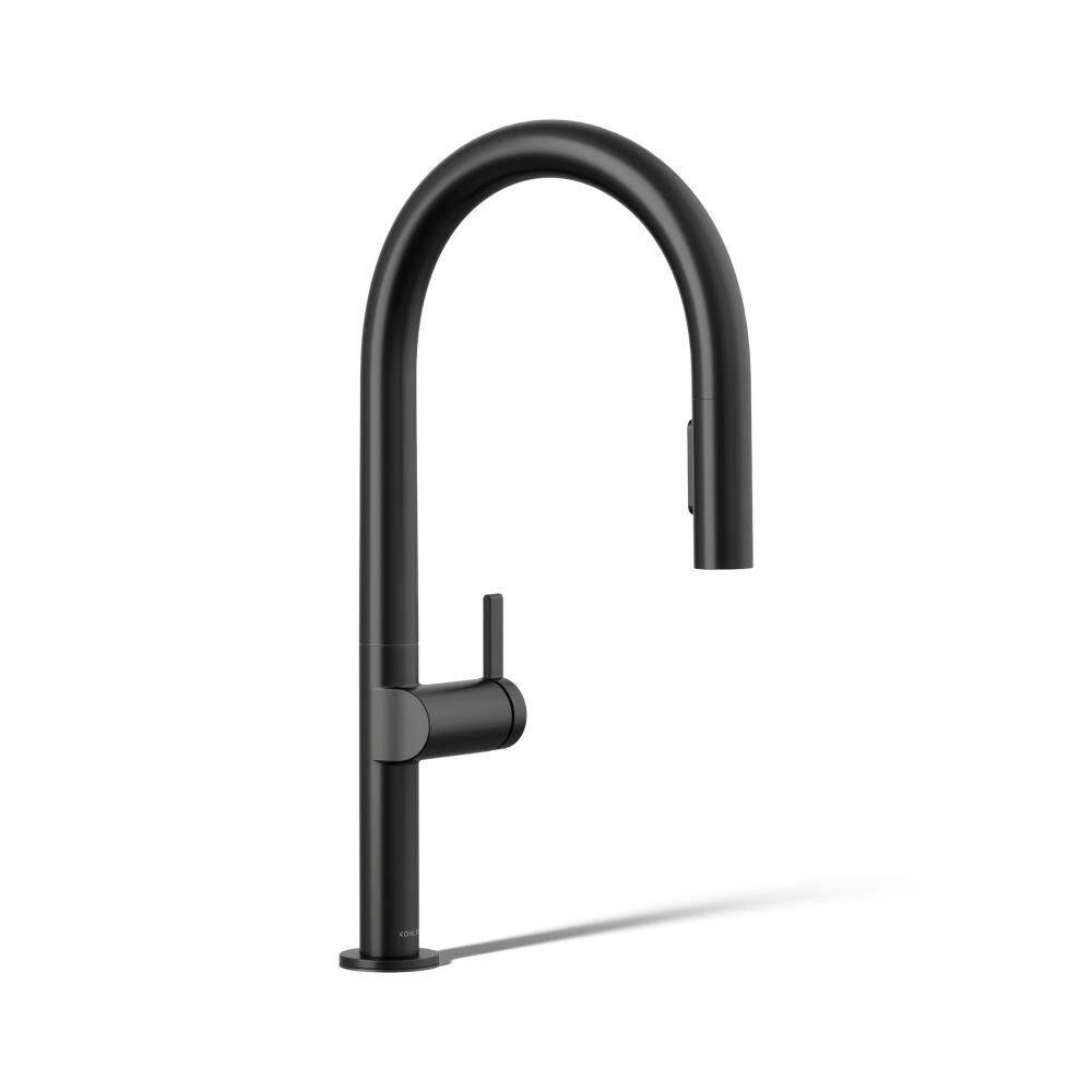 Components 19.42 In. H Single Handle Pull Down Sprayer Kitchen Faucet With 2 Spray Functions In Matte Black