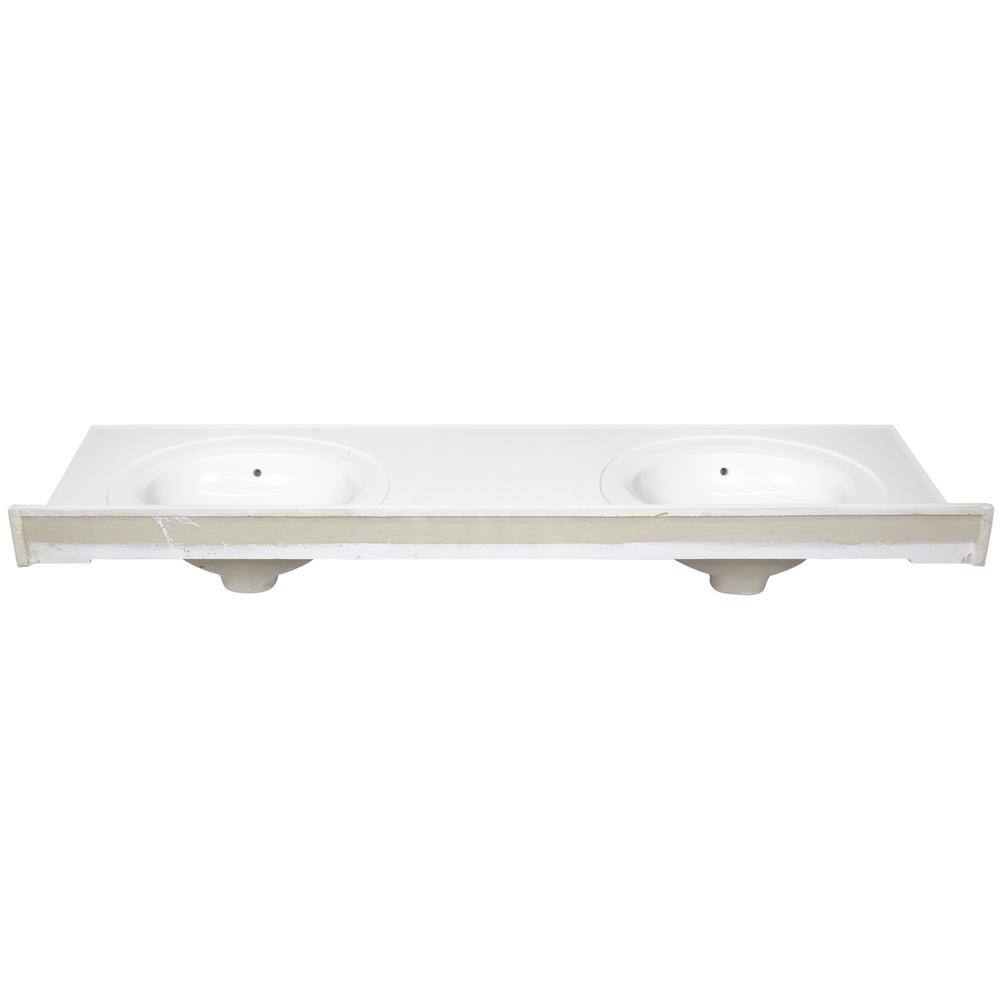 73-Inch White Cultured Marble Double Sink Vanity Top with Backsplash
