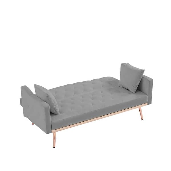 pindas vervolgens Rose kleur Z-joyee Gray Velvet Futon Sofa Bed P-Q202200682 - The Home Depot