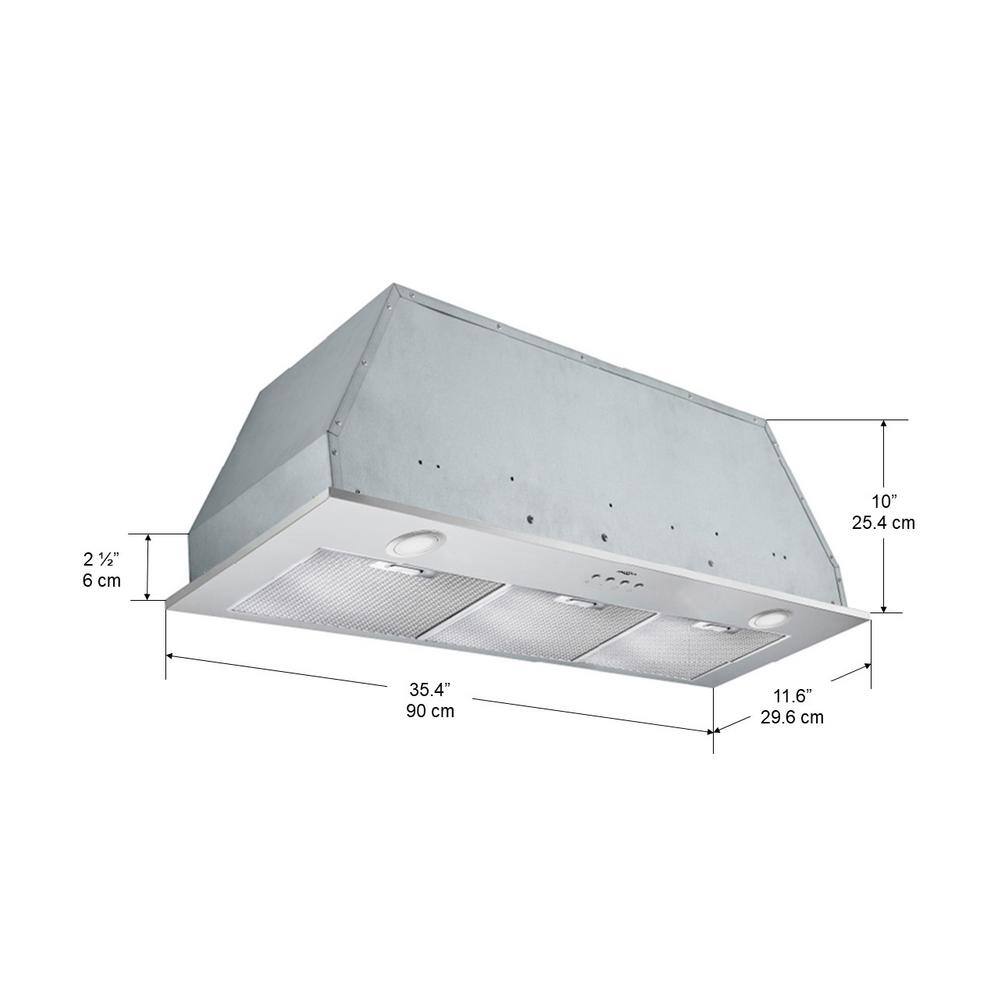Ancona 36-Inch Stainless Steel Built-In Range Hood with LED Lights