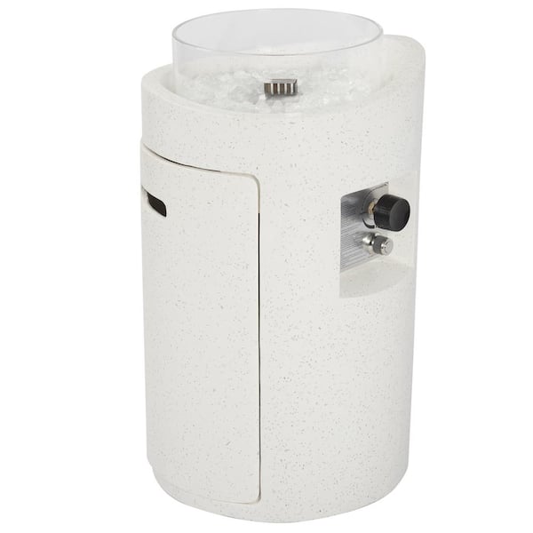 Unbranded Outdoor White Column Concrete Gas Propane Fire Pits Table with Lid