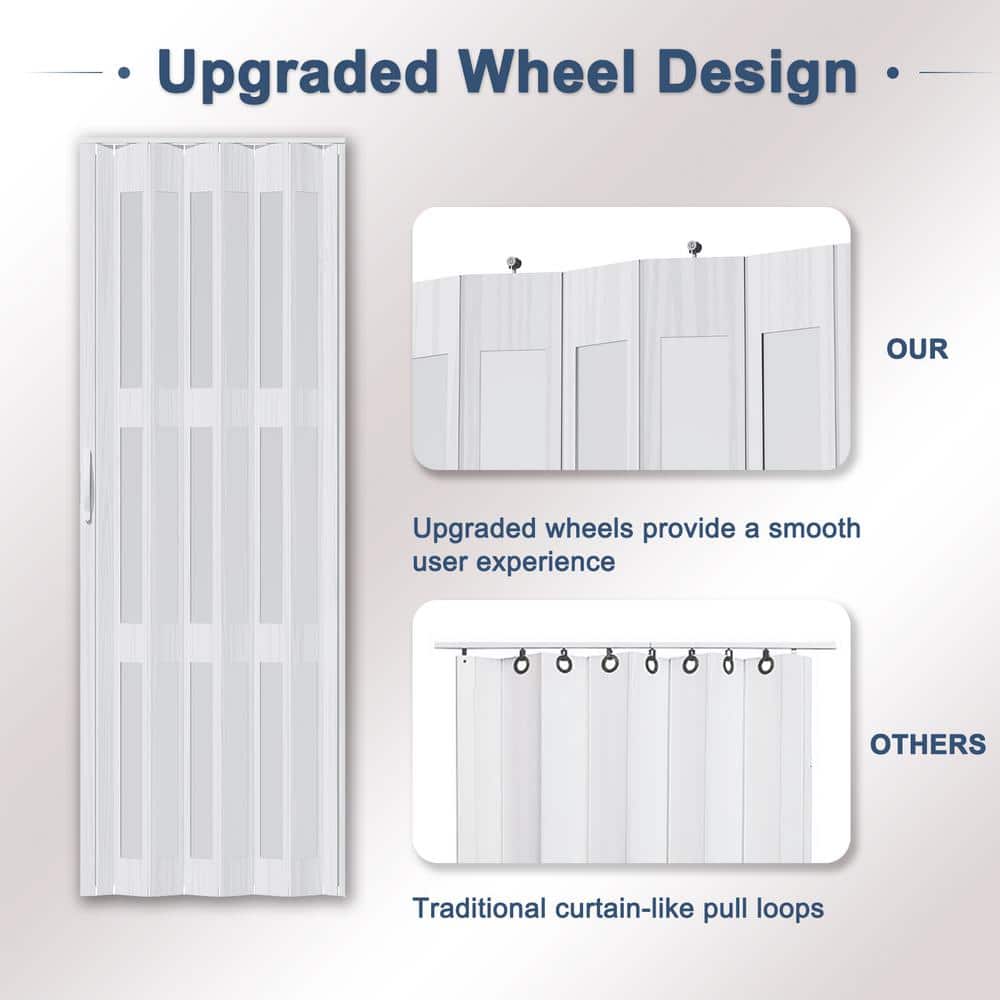 White Frosted Acrylic and Vinyl Accordion Closet Door