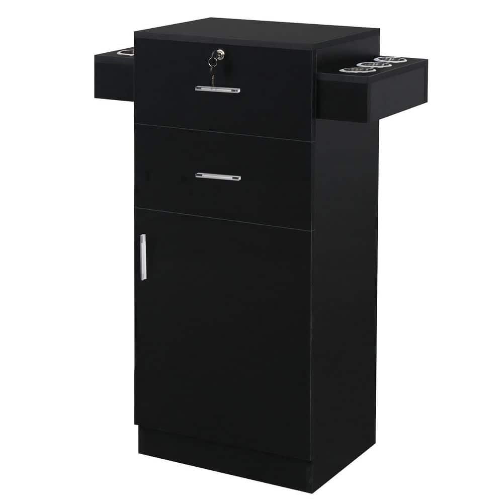 Black Lockable Office Storage Cabinet with Adjustable Shelving