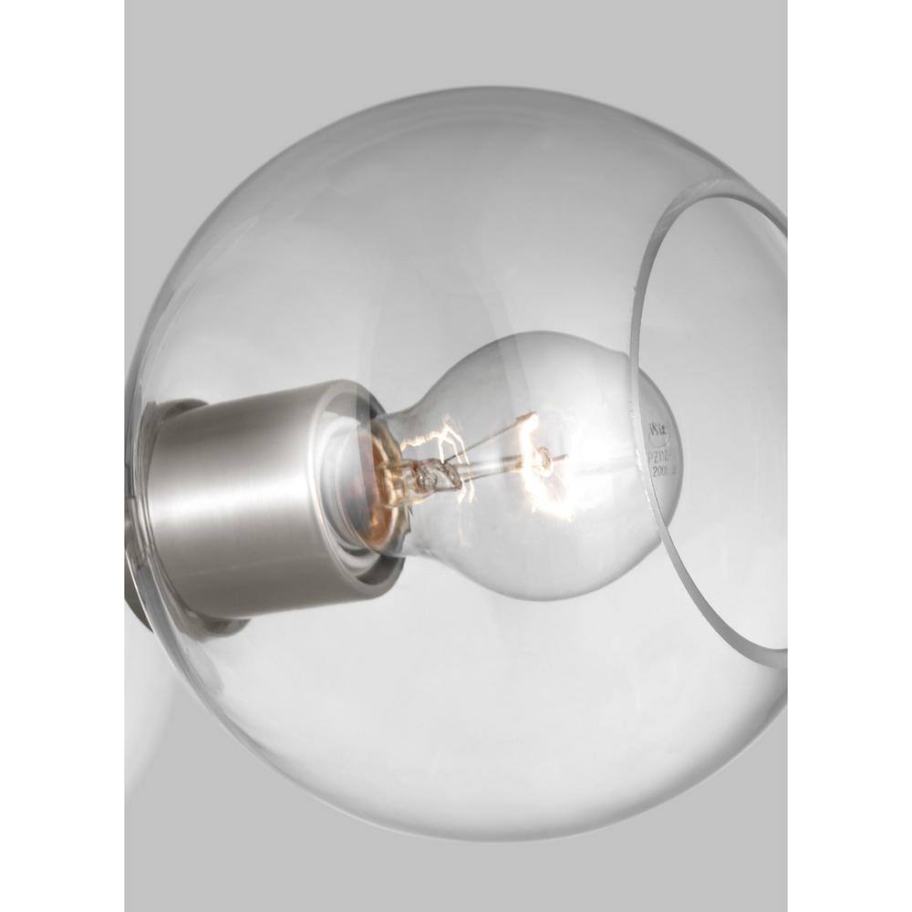 Elysian Brushed Nickel 3-Light Globe Pendant with Clear Glass