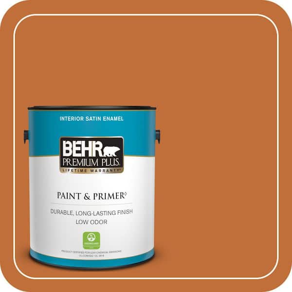 BEHR PREMIUM PLUS 1 gal. #S-H-260 Tiger Stripe Satin Enamel Low Odor Interior Paint & Primer