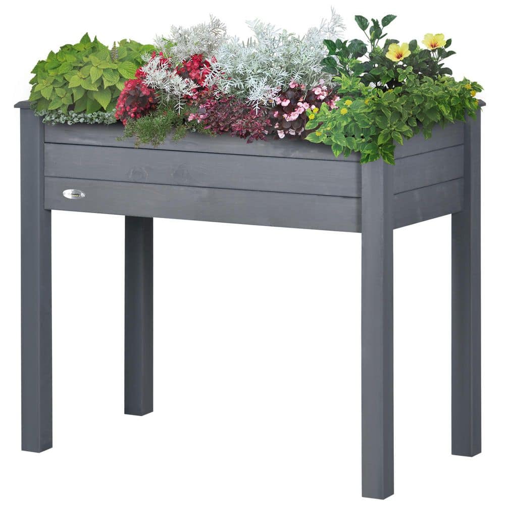 Dark Gray Wood Elevated Planter Box with Legs and Self-Draining Liner (34 in. L x 18 in. W x 30 in. H) price history on PriceWatchPro