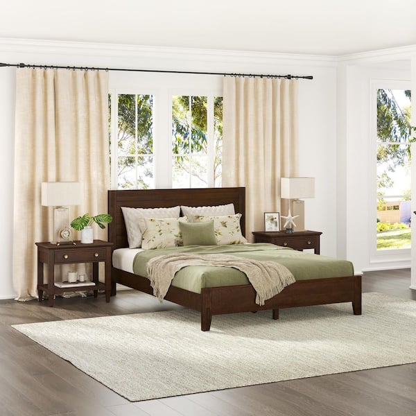 OrangeOne Lessio Dark Brown Mid-Century 13.7 in. Solid Wood Frame