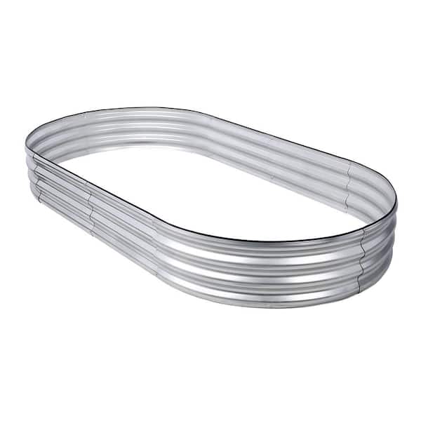 Phewnyzo 83.10 in. L x 35.80 in. W 12 in. H Silver Oval Large Steel Galvanized Raised Garden Bed
