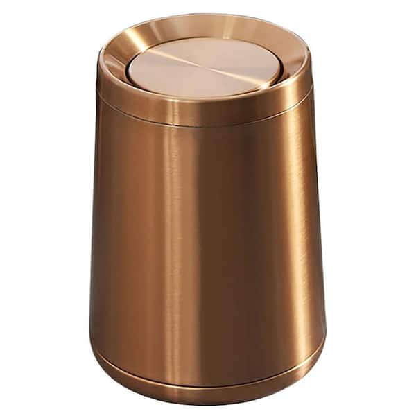 2.6 Gal. Gold Metal Trash Can with Flip Cover HP01WCJV - The Home