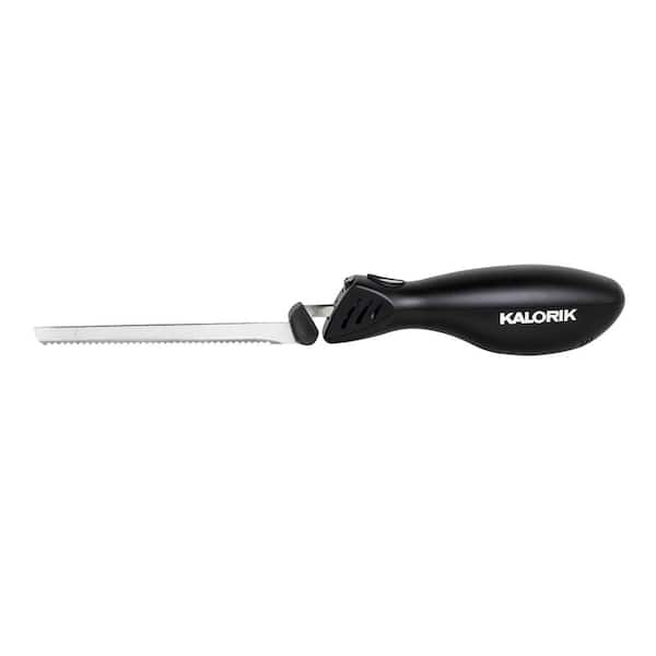 KALORIK 10.5 in. Serrated Blade and 11.25 in. Fish Blade Stainless Steel Cordless Electric Knife with Black Handle