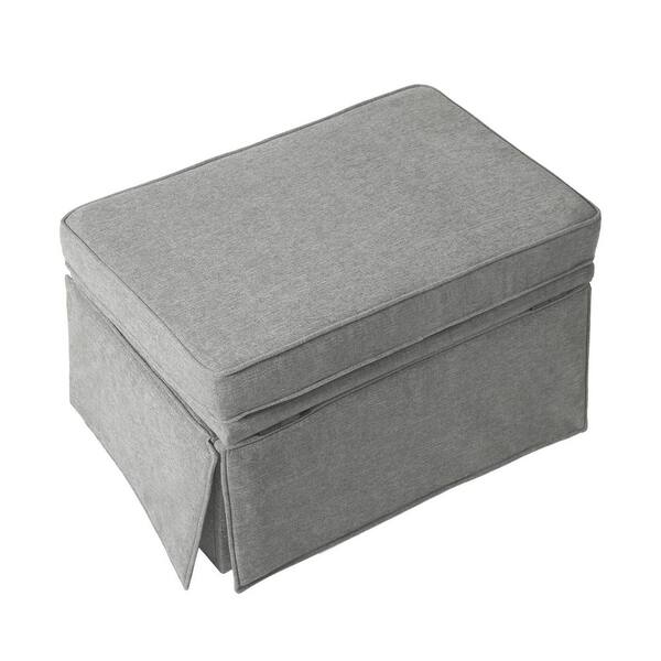Uixe Light Gray Chenille Rectangle Storage Ottoman CH0073SC-OT-LG