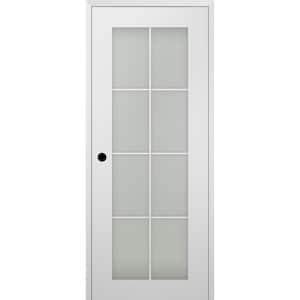 Smart Pro 30 in. x 80 in. Right-Hand 8-Lite Frosted Glass Polar White Composite Wood Single Prehung Interior Door