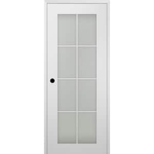 Smart Pro 8-Lite 24 in. x 84 in. Right-Hand Frosted Glass Polar White Composite Wood Single Prehung Interior Door