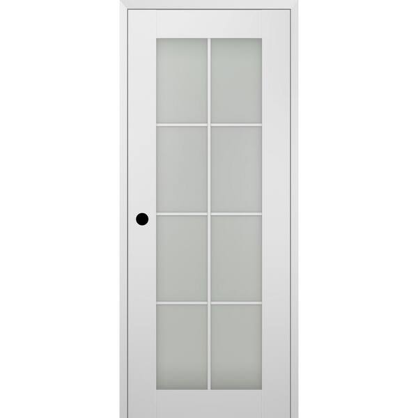 Belldinni Smart Pro 8-Lite 24 in. x 84 in. Right-Hand Frosted Glass Polar White Composite Wood Single Prehung Interior Door