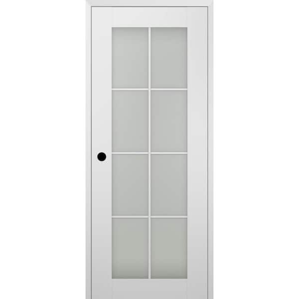 Belldinni Smart Pro 8Lite 24 in. x 95,25 in. Right-Hand Frosted Glass Polar White Composite Wood Single Prehung Interior Door