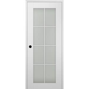 Smart Pro 8-Lite 18 in. x 84 in. Right-Hand Frosted Glass Polar White Composite Wood Single Prehung Interior Door