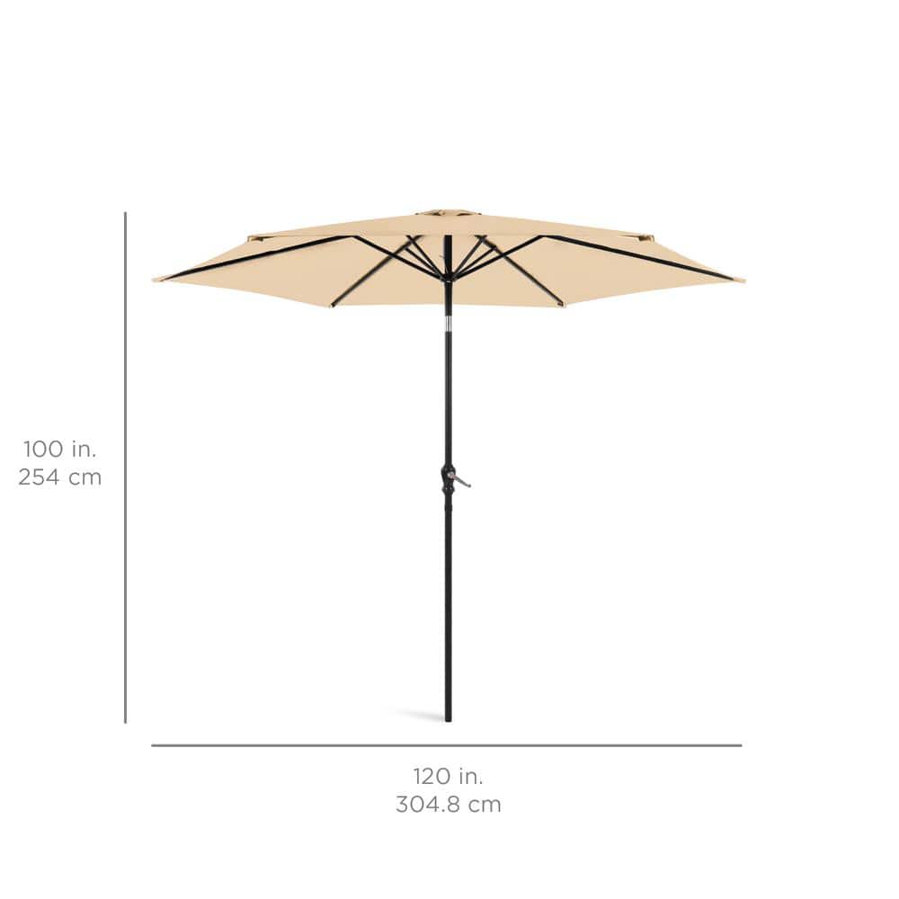Sand 10ft Steel Outdoor Market Patio Umbrella with Crank and Tilt