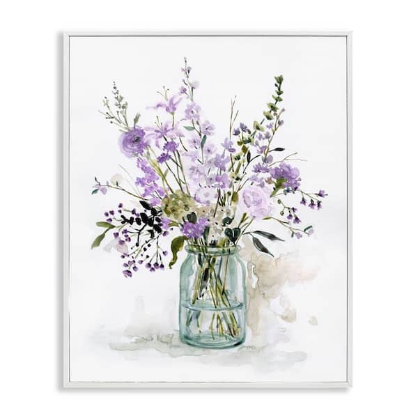 Traditional Mixed Purple Botanicals by Carol Robinson White Framed Giclee Art Print Nature 24 in. x 30 in.