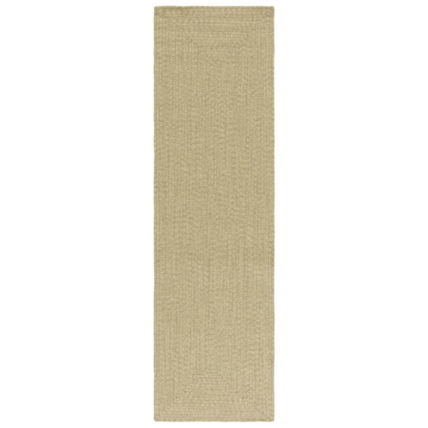 Braided Sage 2 ft. x 8 ft. Machine Washable Geometric Solid Runner Rug