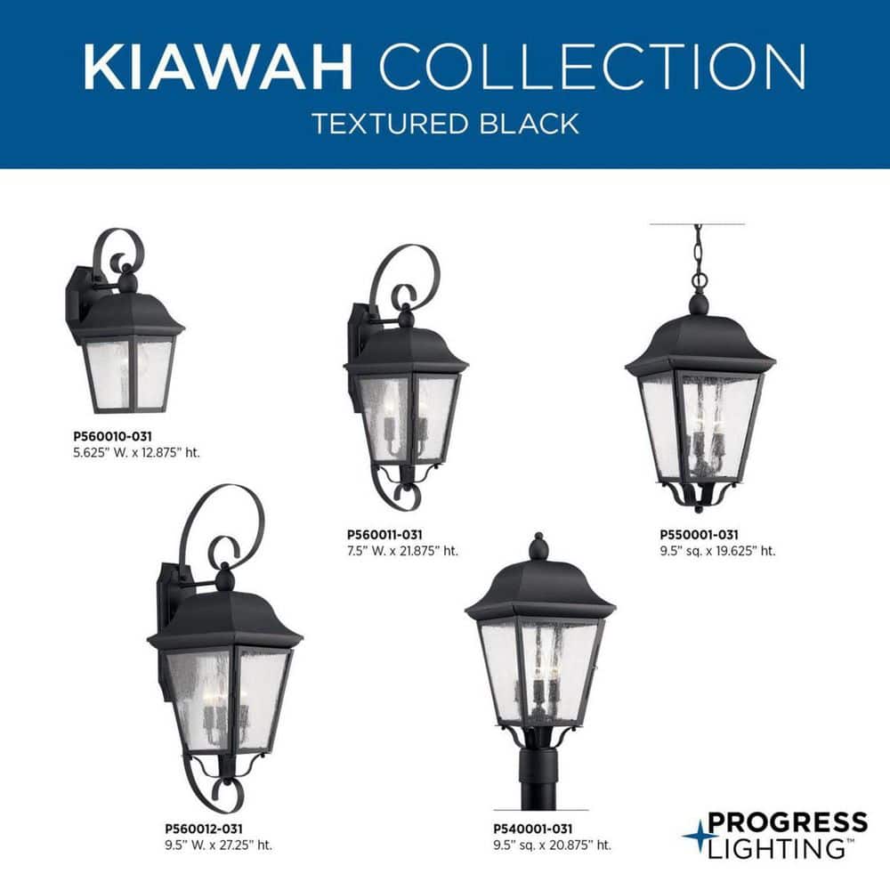 Kiawah Black Steel and Glass Outdoor Post Lantern