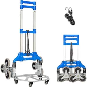 15 in. Height Adjustable Aluminum Portable Folding Cart With 6 Climbing Wheels, Blue