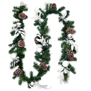 9 ft. Pre-Lit Artificial Christmas Tree Decoration Garland Rattan with 50 LED Lights Timer