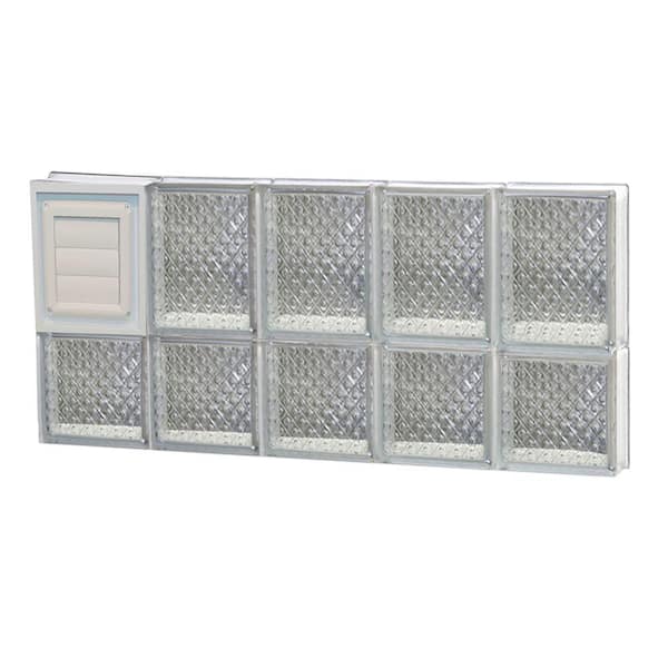 Clearly Secure 28.75 in. x 13.5 in. x 3.125 in. Frameless Diamond Pattern Glass Block Window with Dryer Vent
