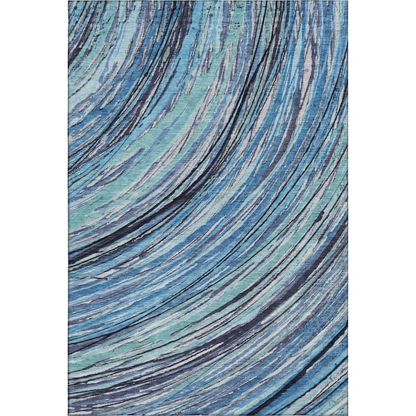 Mayfield Premium Machine Washable Abstract AMF2094 Blue 8 ft. x 10 ft. Area Rug