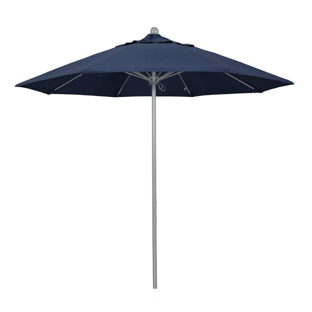 9 ft. Gray Woodgrain Aluminum Commercial Market Patio Umbrella FiberglassRibs and Push Lift in Spectrum Indigo Sunbrella price history on PriceWatchPro