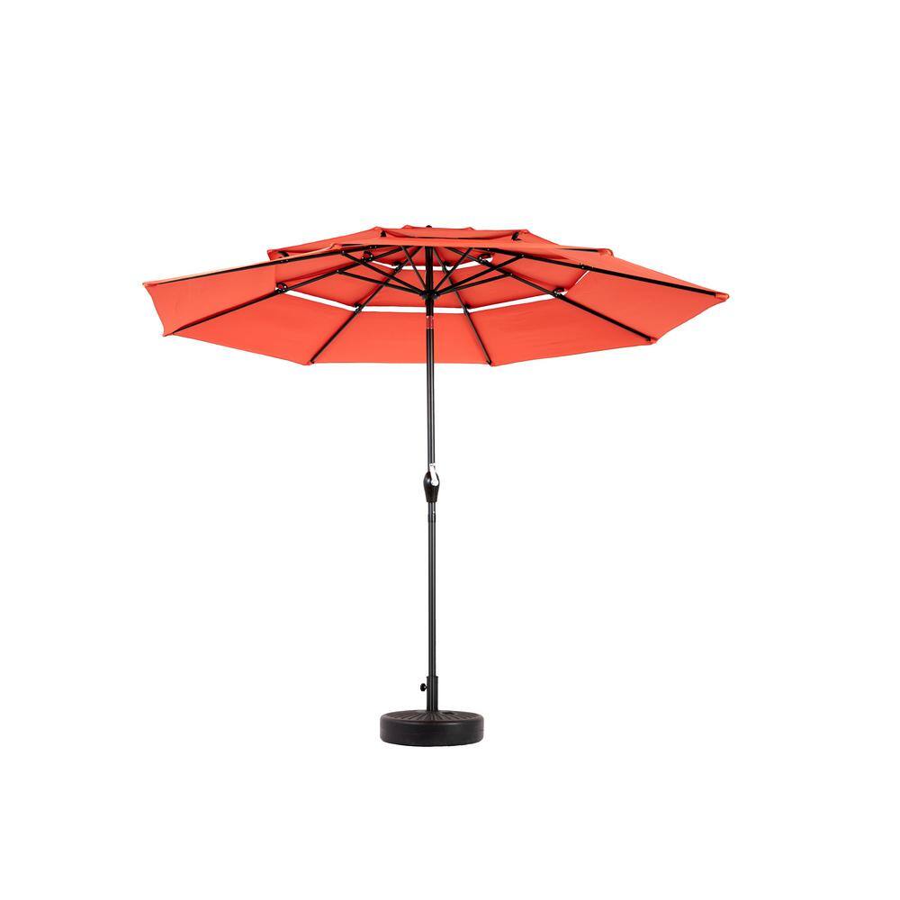 10 ft. Outdoor Patio Umbrella in Orange 3 Tier Auto-tilt Umbrella for Pool 