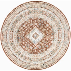 Thalia Rust Multicolor 8 ft. x 8 ft. All-over design Transitional Round Area Rug