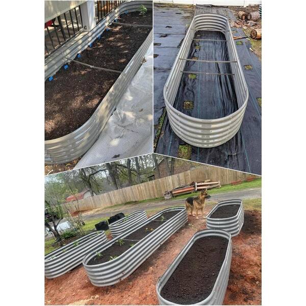 Grey 144 in. x 36 in. x 18 in. Oval Galvanized Steel Outdoor