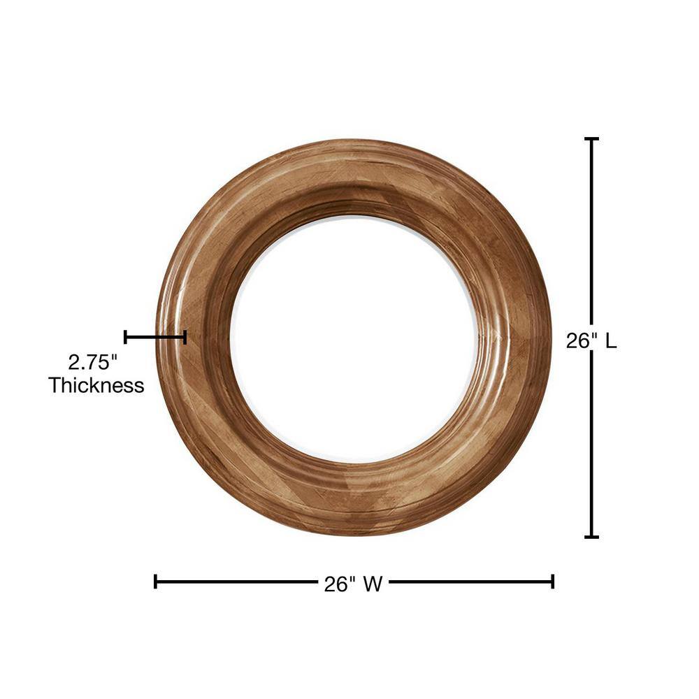 Honey Alder 26" Round Wood Framed Vanity Mirror