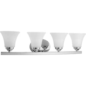 Adorn Collection 4-Light Polished Chrome Etched Glass Traditional Bath Vanity Light