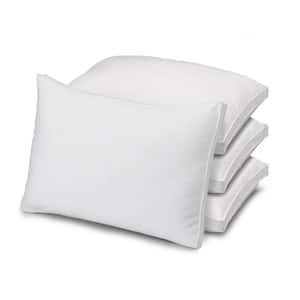 Soft Gusseted Plush Gel Fiber Filled Allergy Resistant Queen Size Pillow Set of 4