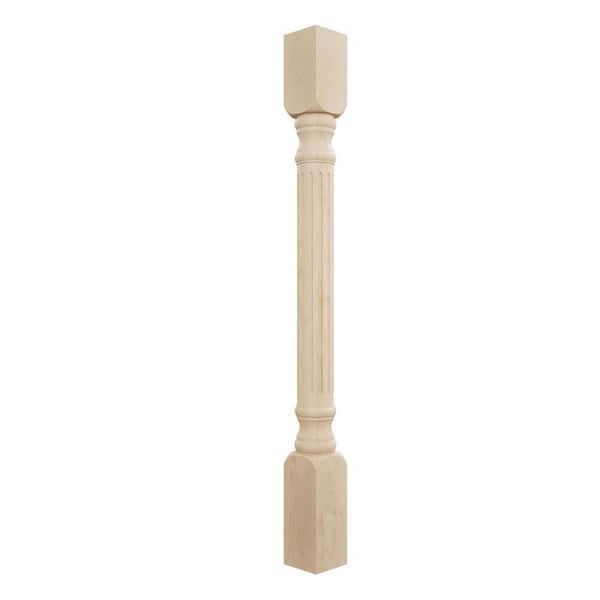 Ekena Millwork 3-3/4 in. x 3-3/4 in. x 35-1/2 in. Unfinished Alder Richmond Fluted Cabinet Column