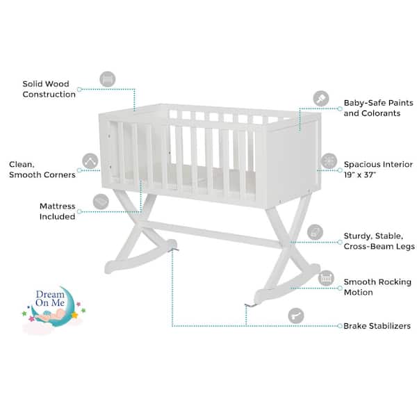 Dream On Me Haven White Cradle 641-W - The Home Depot
