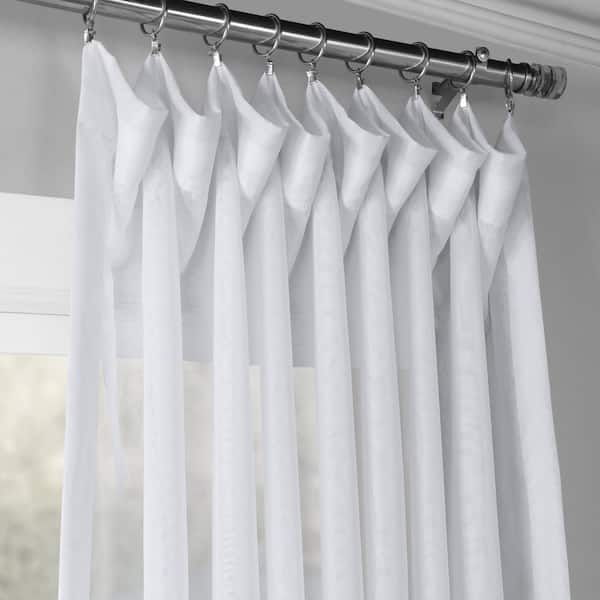 White Solid Extra Wide Double Layered Rod Pocket Sheer Curtain - 100 in. W x 108 in. L (1 Panel)