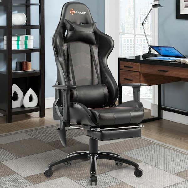 KIINNLS Vane Gaming Chair Cowhide Leather Office Chair Foot Rest