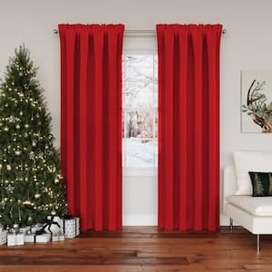 Gregory Holiday Red Polyester 54 in. W x 63 in. L Rod Pocket Room Darkening Curtain (Single Panel)