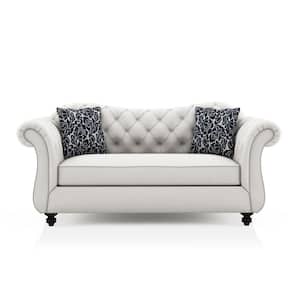 Moon Ridge 68 in. White Polyester 2-Seats Loveseats with Pillows