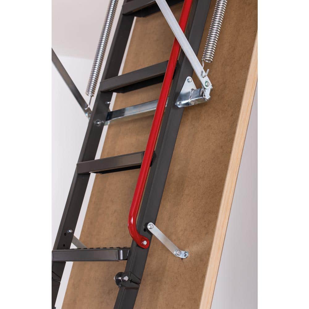 Heavy-Duty Black Steel Folding Attic Ladder with Insulated Hatch