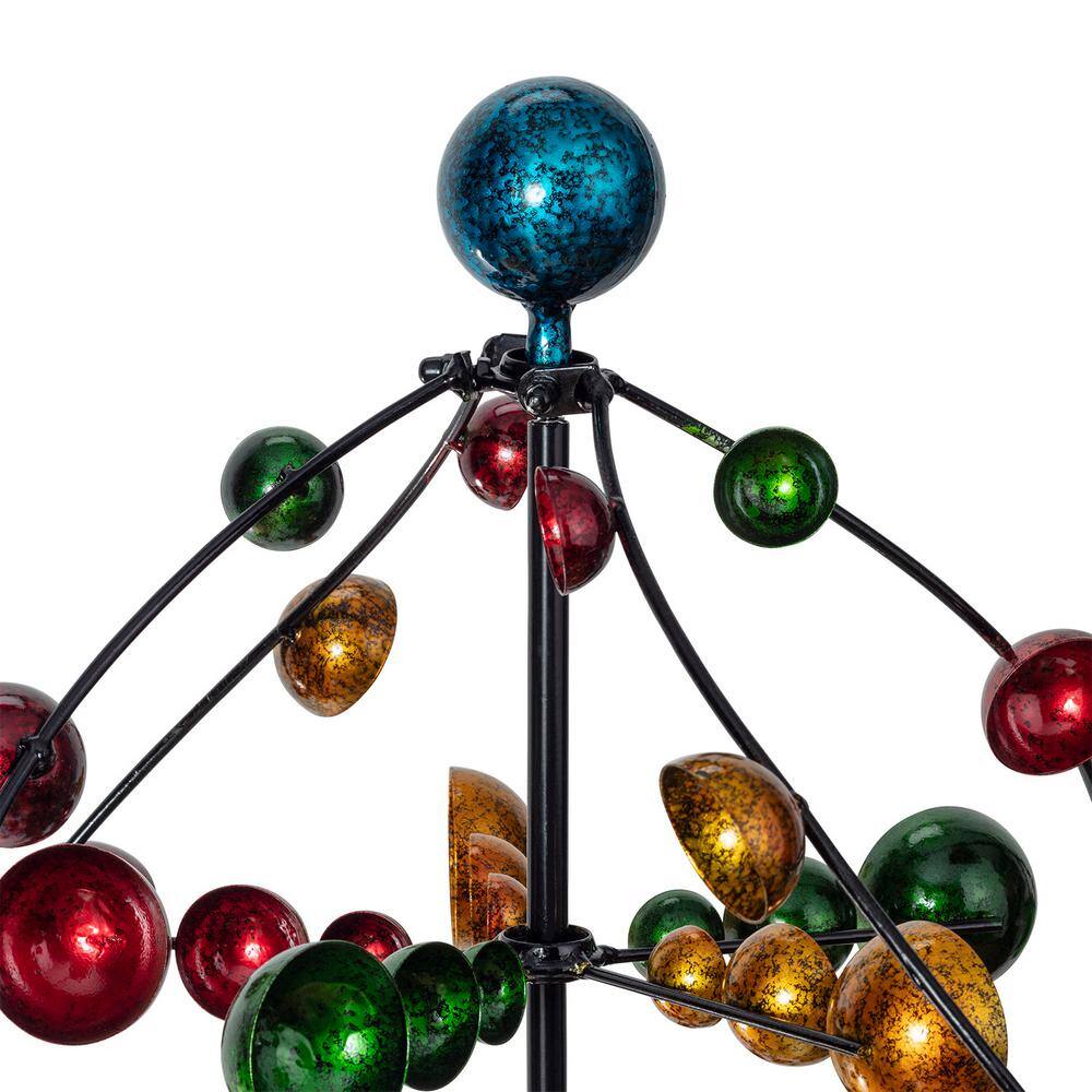 71" Multicolor Iron Orbital Wind Spinner Garden Stake