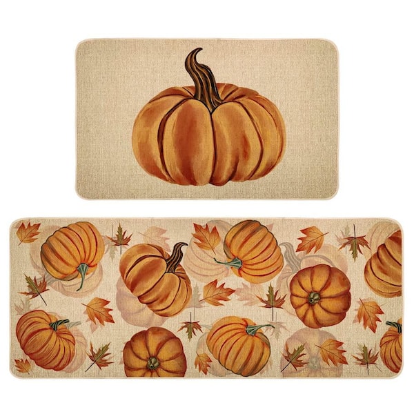 Fall 17 in. x 29 in. and 17 in. x 47 in. Rubber Absorbent Non-Slip Indoor/Outdoor Kitchen Mats Set of 2