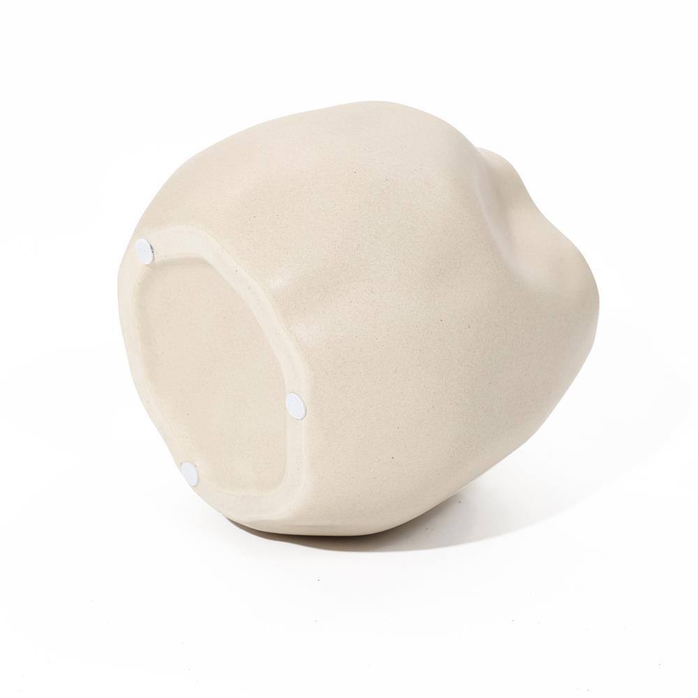 Ivory Ceramic Modern Round Bouquet Vase