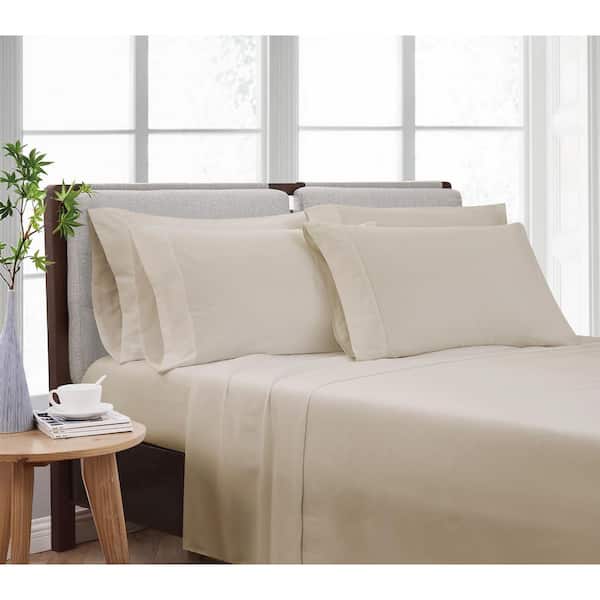CANNON Solid Khaki Twin XL 4-Piece Sheet Set