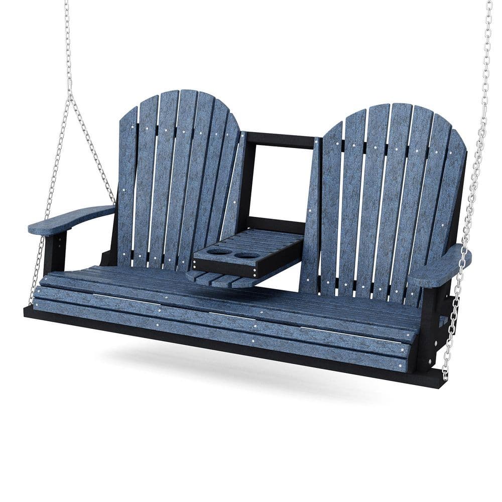 Heritage 2-Person Patriot Blue and Black HDPE Plastic Porch Swing with Console price history on PriceWatchPro