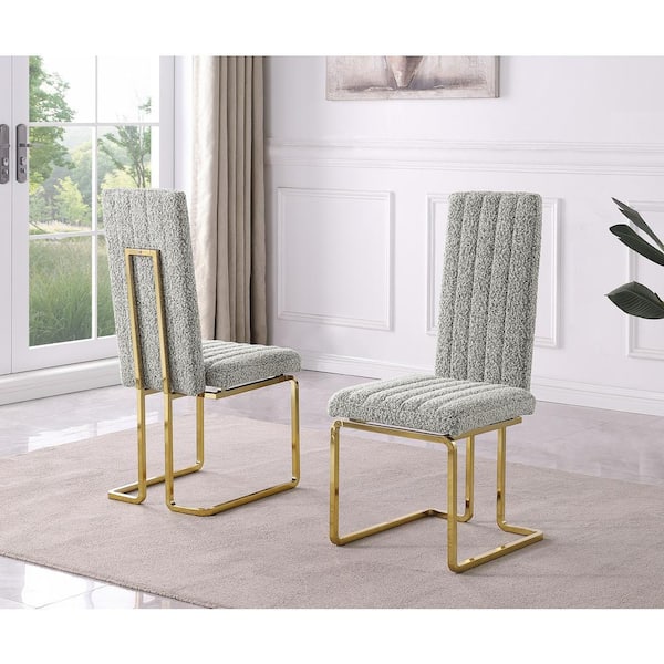 Best Quality Furniture Chuck Cream Boucle Fabric Side Chair Set of